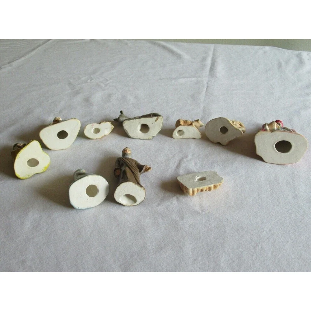 Vintage Ceramic/Plaster 10 Nativity Scene Figures 1Chip 0.75